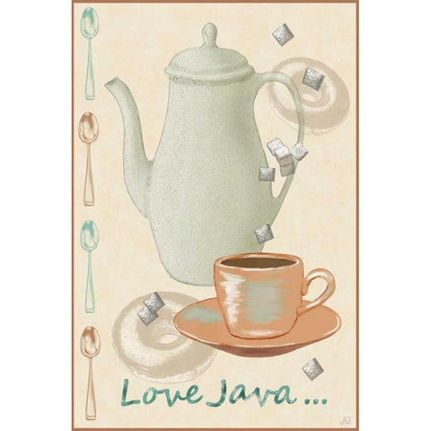Love Java White Modern Wood Framed Art Print by Reynolds, Jade