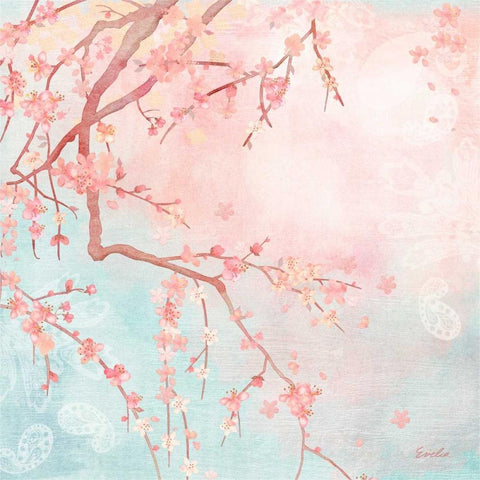 Sweet Cherry Blossoms IV White Modern Wood Framed Art Print by Evelia Designs