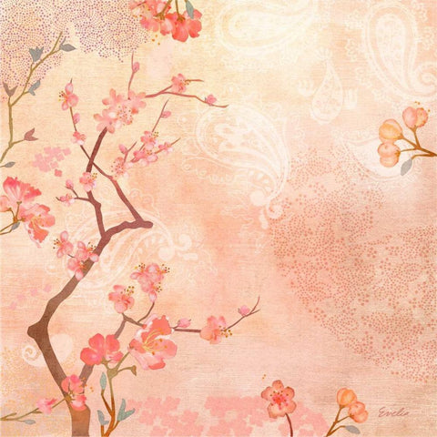Sweet Cherry Blossoms VI Gold Ornate Wood Framed Art Print with Double Matting by Evelia Designs