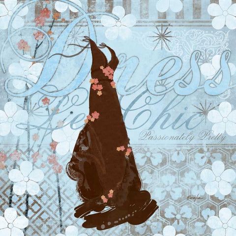 Haute in Blue II Black Ornate Wood Framed Art Print with Double Matting by Evelia Designs