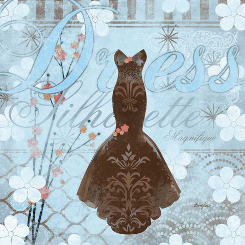 Haute in Blue III Black Ornate Wood Framed Art Print with Double Matting by Evelia Designs
