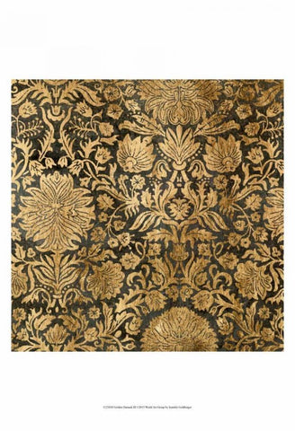 Golden Damask III Black Ornate Wood Framed Art Print with Double Matting by Goldberger, Jennifer