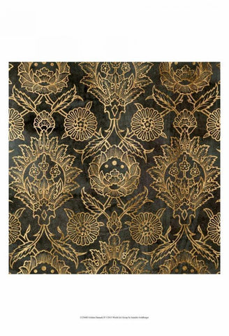 Golden Damask IV White Modern Wood Framed Art Print with Double Matting by Goldberger, Jennifer