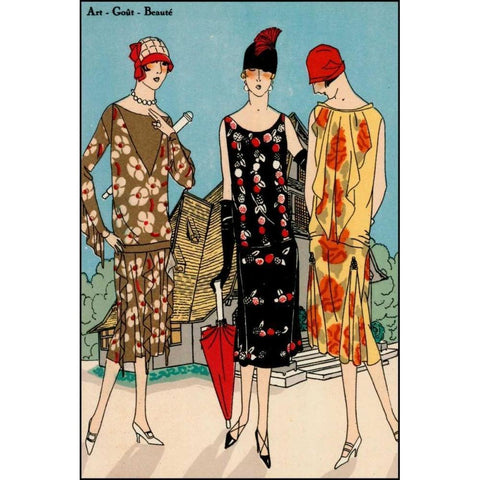 Vintage Couture I Black Modern Wood Framed Art Print by Unknown