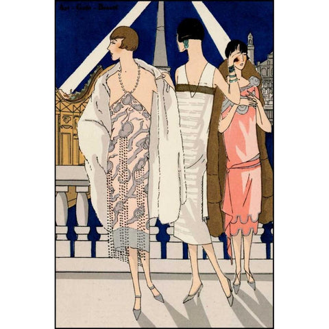 Vintage Couture II Black Modern Wood Framed Art Print with Double Matting by Unknown