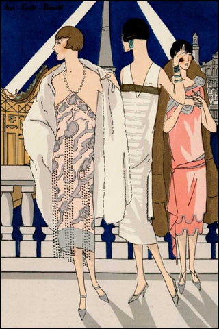 Vintage Couture II White Modern Wood Framed Art Print with Double Matting by Unknown