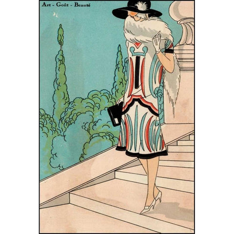 Vintage Couture V White Modern Wood Framed Art Print by Unknown