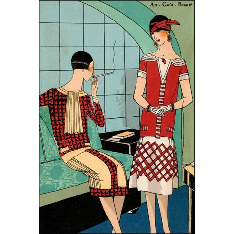 Vintage Couture VIII Gold Ornate Wood Framed Art Print with Double Matting by Unknown