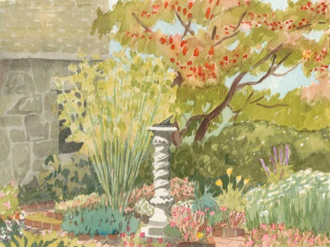 Watercolor Garden I White Modern Wood Framed Art Print with Double Matting by Miller, Dianne