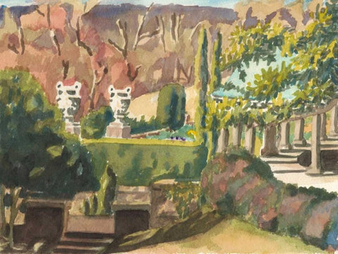 Watercolor Garden II White Modern Wood Framed Art Print with Double Matting by Miller, Dianne