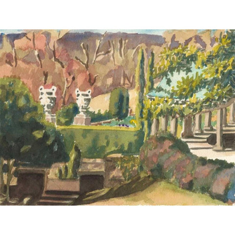 Watercolor Garden II Black Modern Wood Framed Art Print with Double Matting by Miller, Dianne