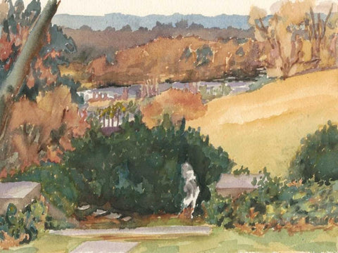 Watercolor Garden III White Modern Wood Framed Art Print with Double Matting by Miller, Dianne