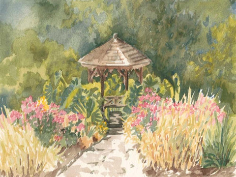 Watercolor Garden IV White Modern Wood Framed Art Print with Double Matting by Miller, Dianne