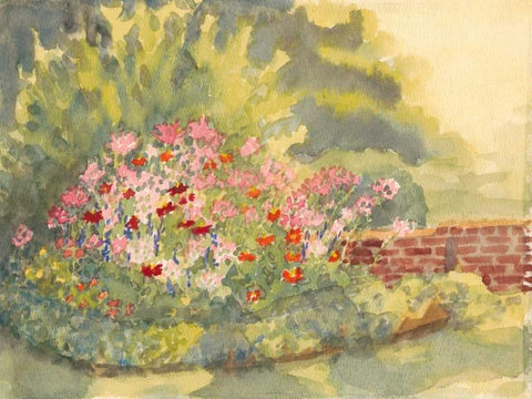 Watercolor Garden V White Modern Wood Framed Art Print with Double Matting by Miller, Dianne