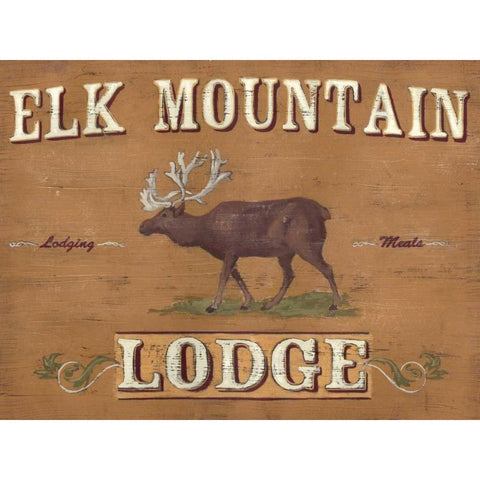 Lodge Sign III Gold Ornate Wood Framed Art Print with Double Matting by Vess, June Erica