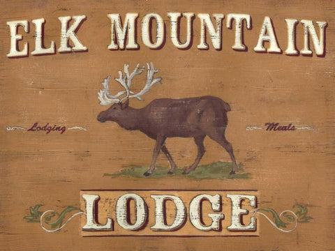 Lodge Sign III Black Ornate Wood Framed Art Print with Double Matting by Vess, June Erica