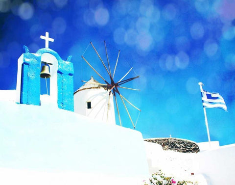 Santorini I White Modern Wood Framed Art Print with Double Matting by Coomes, Sylvia