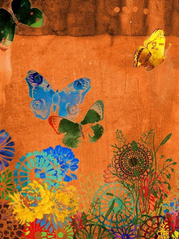 Butterfly Panorama Triptych I White Modern Wood Framed Art Print with Double Matting by Jasper, Sisa