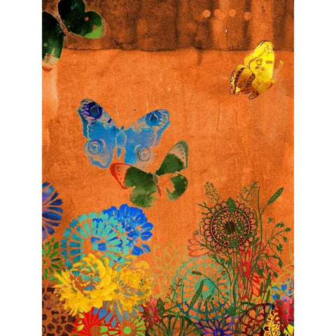 Butterfly Panorama Triptych I Gold Ornate Wood Framed Art Print with Double Matting by Jasper, Sisa