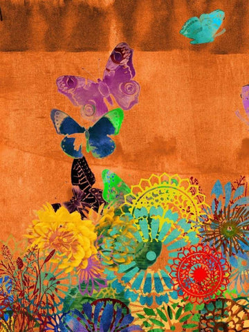 Butterfly Panorama Triptych II Black Ornate Wood Framed Art Print with Double Matting by Jasper, Sisa