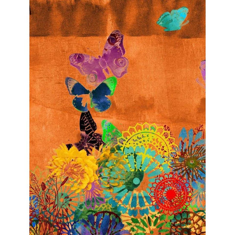 Butterfly Panorama Triptych II Black Modern Wood Framed Art Print by Jasper, Sisa