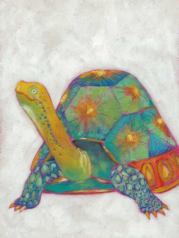 Turtle Friends II White Modern Wood Framed Art Print with Double Matting by Zarris, Chariklia