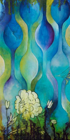 Pond Dripples I White Modern Wood Framed Art Print with Double Matting by Robinson, Heather