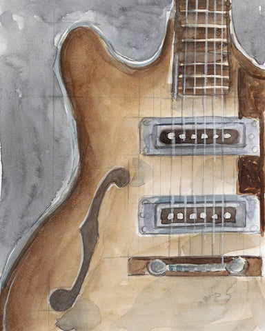 Watercolor Instrument Study I Black Modern Wood Framed Art Print by Harper, Ethan