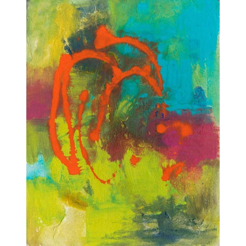 Orange Graffiti III Black Modern Wood Framed Art Print with Double Matting by Combs, Joyce