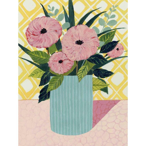 Retro Bouquet I Black Modern Wood Framed Art Print with Double Matting by Popp, Grace