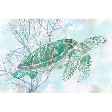 Watercolor Sea Turtle I Gold Ornate Wood Framed Art Print with Double Matting by Studio W