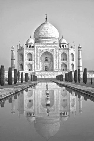 Taj Mahal II White Modern Wood Framed Art Print with Double Matting by Miamee, Golie