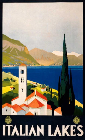 See Italian Lakes Black Ornate Wood Framed Art Print with Double Matting by Studio W