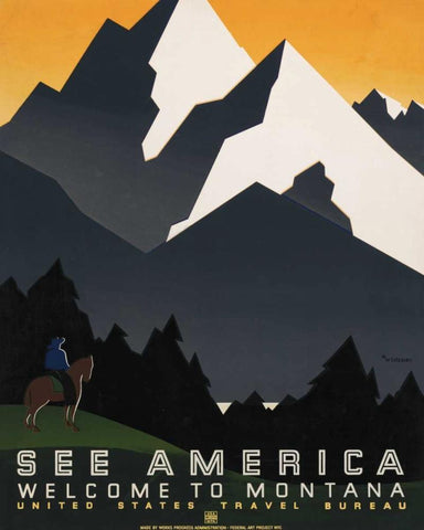 See America VI Black Ornate Wood Framed Art Print with Double Matting by Studio W