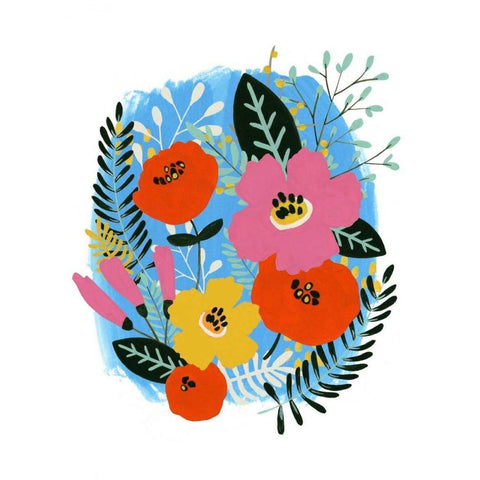 Bouquet Brights I Gold Ornate Wood Framed Art Print with Double Matting by Vess, June Erica