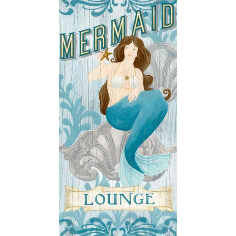 Mermaid I Gold Ornate Wood Framed Art Print with Double Matting by Vess, June Erica