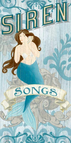 Mermaid II White Modern Wood Framed Art Print with Double Matting by Vess, June Erica