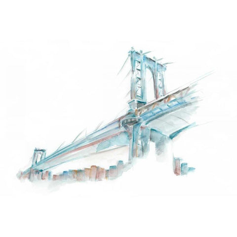 Watercolor Bridge Sketch I Black Modern Wood Framed Art Print by Harper, Ethan