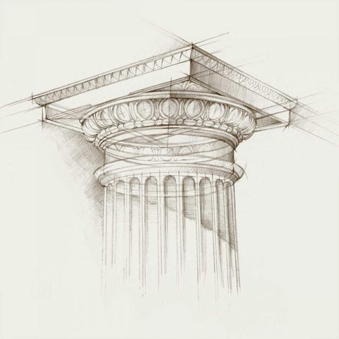 Column Schematic I Black Ornate Wood Framed Art Print with Double Matting by Harper, Ethan