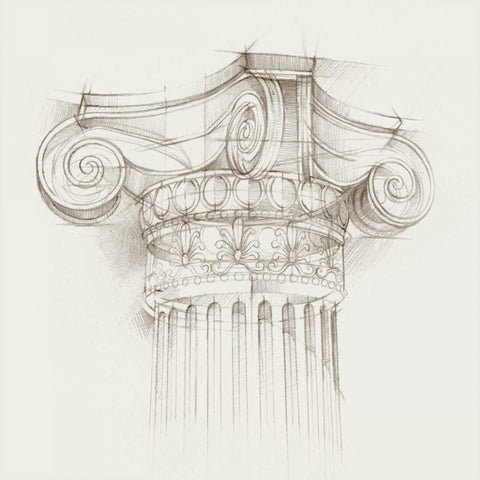 Column Schematic II White Modern Wood Framed Art Print with Double Matting by Harper, Ethan