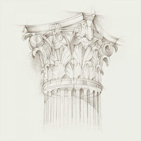 Column Schematic IV Black Modern Wood Framed Art Print by Harper, Ethan