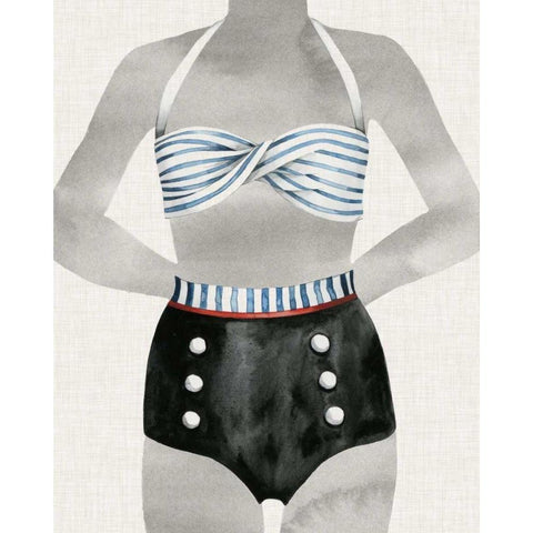 Vintage Bathing Suit I White Modern Wood Framed Art Print by Popp, Grace