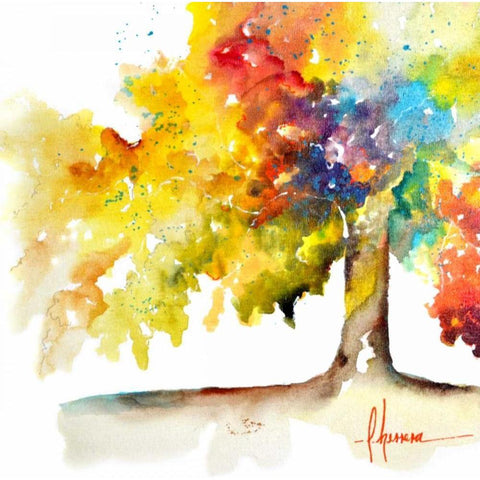 Rainbow Trees I Black Modern Wood Framed Art Print by Herrera, Leticia