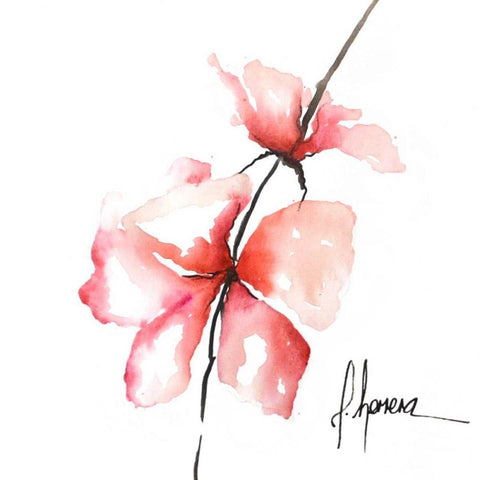 Bold Floral II Black Modern Wood Framed Art Print with Double Matting by Herrera, Leticia