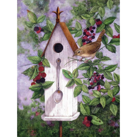 Wren House Black Modern Wood Framed Art Print with Double Matting by Matcham, Marcia