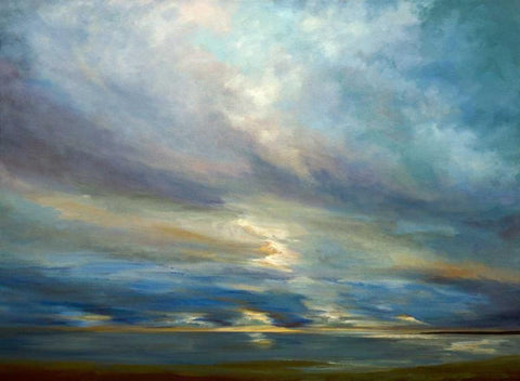 Clouds on the Bay I White Modern Wood Framed Art Print with Double Matting by Finch, Sheila