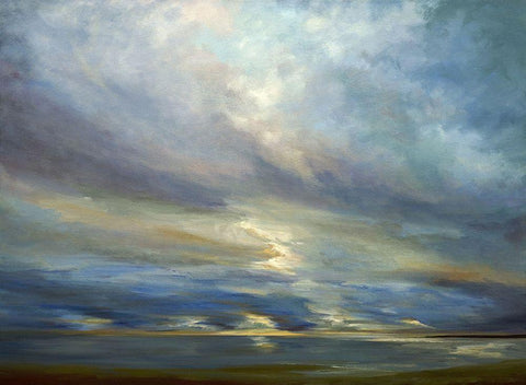 Clouds on the Bay I Black Ornate Wood Framed Art Print with Double Matting by Finch, Shiela