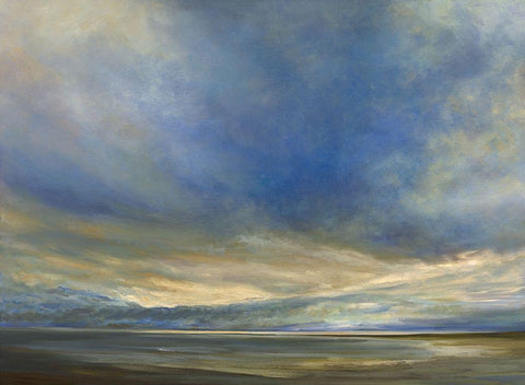 Clouds on the Bay II White Modern Wood Framed Art Print with Double Matting by Finch, Shiela