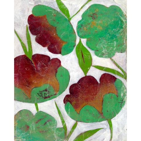 Verdigris Blooms II White Modern Wood Framed Art Print by Zarris, Chariklia