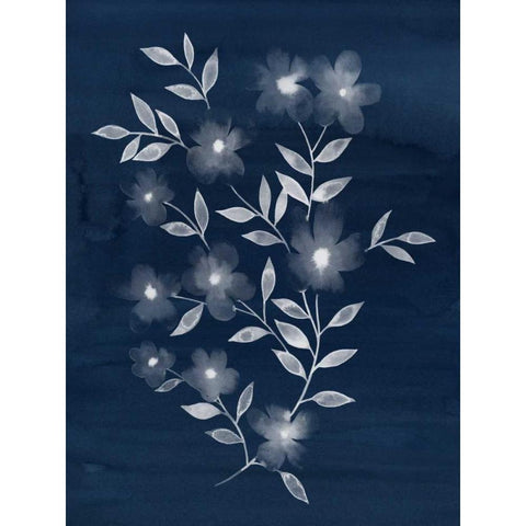 Flower Cyanotype II Black Modern Wood Framed Art Print with Double Matting by Popp, Grace